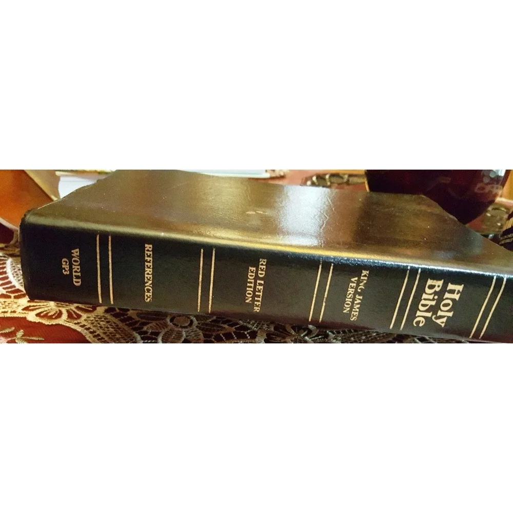 GIANT PRINT King‎ James Version Bible Faux BLACK LEATHER Red Letter Edition